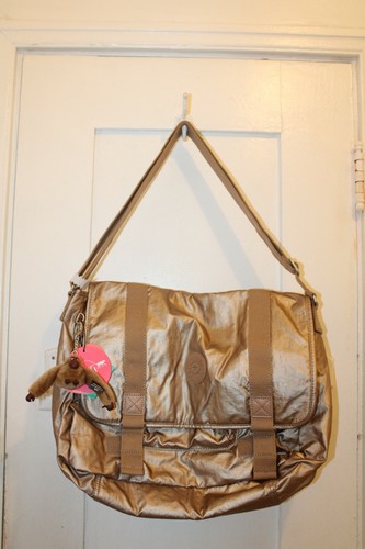 KIPLING Aleron Radiant Dream Metallic Gold Messenger Crossbody Bag TM5163 READ