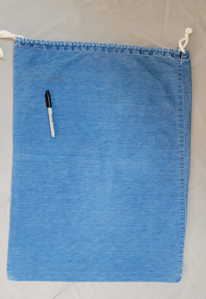 Bolso de Lona Jean Denim Azul De Colección Años 70 Lavandería Groovy Hippie Thom Rojo Emb Foto 3 de 4