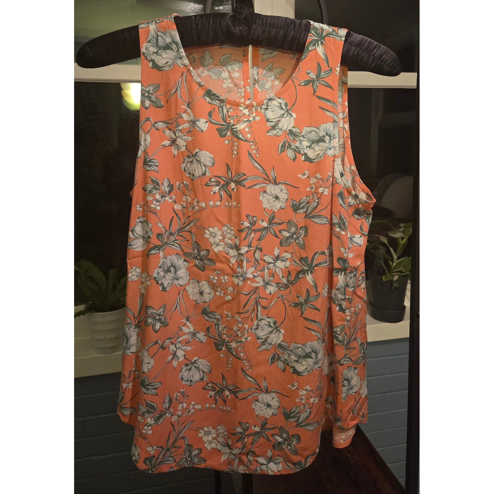 Daniel Rainn Coral Floral Sleeveless Blouse Casual Summer Tank Top PS-image