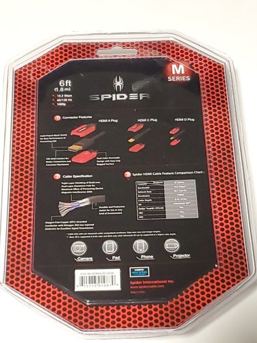 NEU! Spider M-Series HDMI 6ft. (1,8 m), 24K GOLD Kontakt Highspeed Kabel 10 2 Gbp - Bild 5 von 7