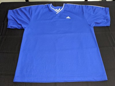 blue white striped soccer jersey
