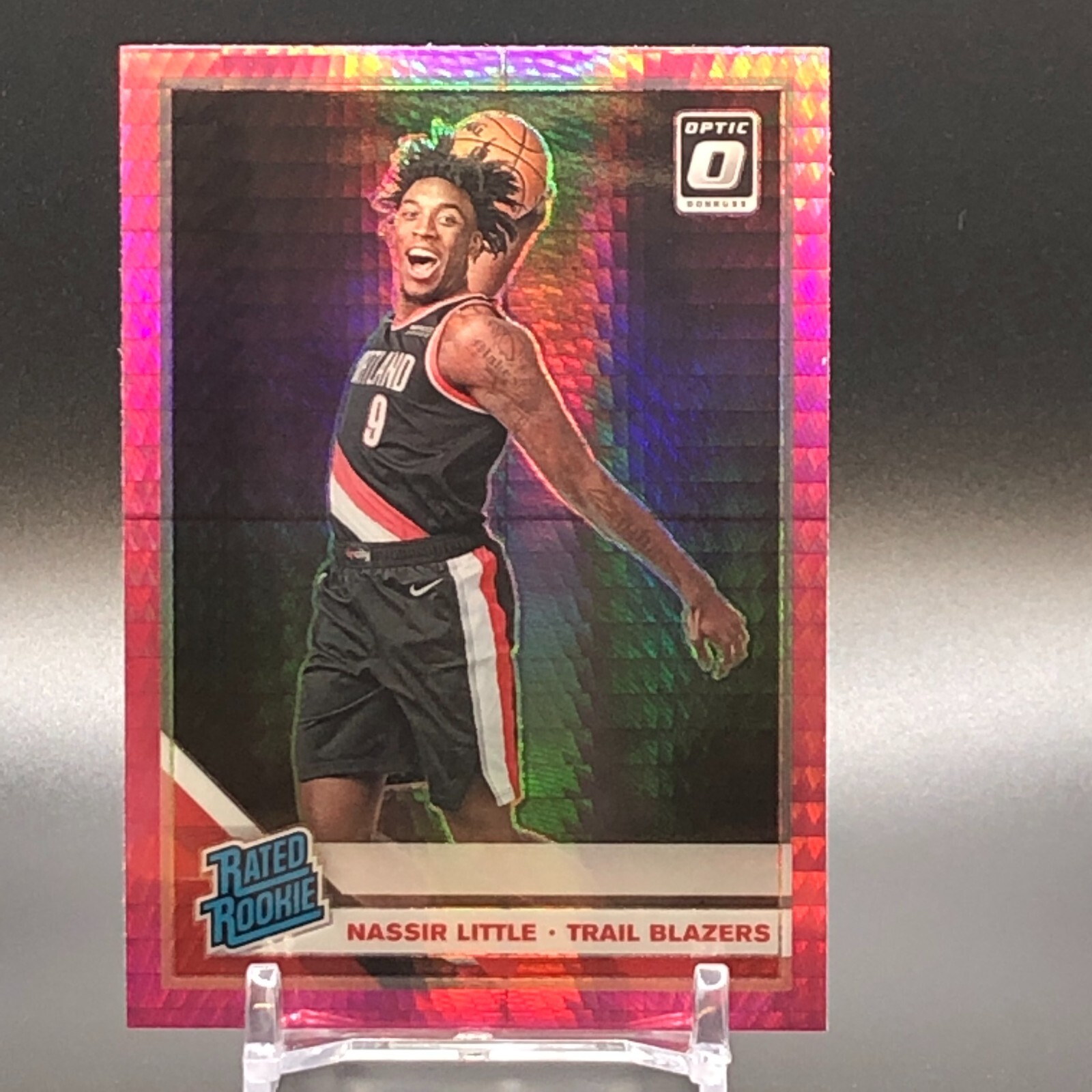 Nassir Little 2019-20 Donruss Optic Pink Hyper Prizm F RC #154 Portland Trail