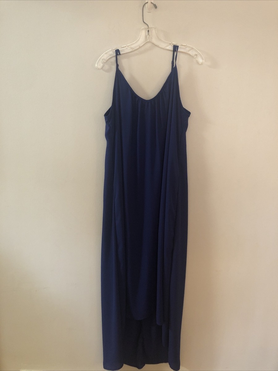 Evereve Eight Sixty Royal/ Pink Poly Crepe Sleeveless Maxi Dress Size L NWT