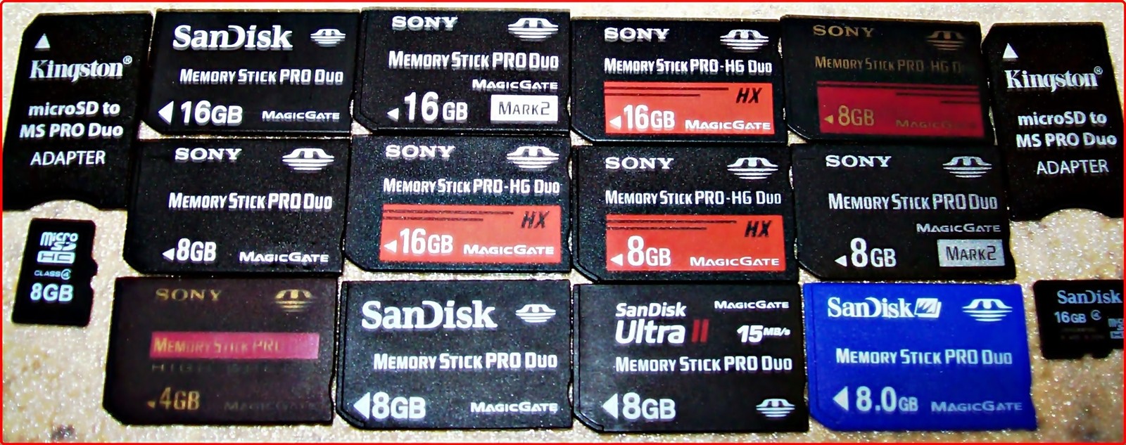 4-32 GB Sony / Sandisk Memory Stick PRO DUO -High Speed- Speicherkarten für PSP