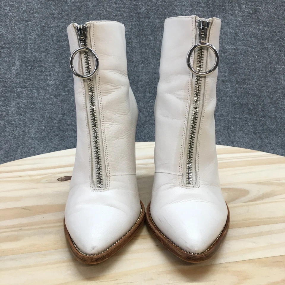 Chinese Laundry Boots Womens 6 Kristin Cavallari Ankle Booties White Leather Zip - Image 4 of 4