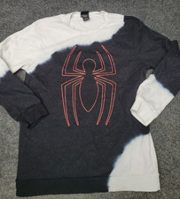 Marvel Spider-Man Sweatshirt Boys XL Black White Dyed Crew Box Lunch Exclusive