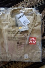 NEW CARHARTT Men's XL SHIRT 14806 NFPA 2112 KHAKI Button Down Long Sleeve Twill