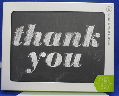 GREEN INSPIRED~10 Count Chalkboard THANK YOU Blank Notecards