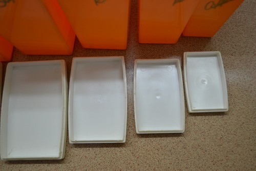 Set of Five Vintage Retro Orange Capri Nesting Kitchen Canisters 1960's - Picture 11 of 13