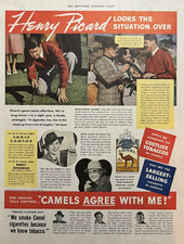 Camels Cigarettes Henry Picard Golf Eddie Cantor Benny Goodman Vtg Print Ad 1938