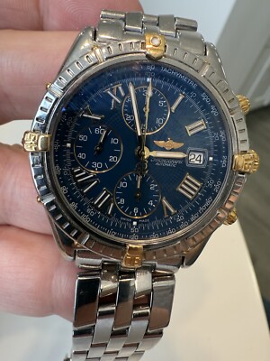 Breitling Crosswind Blue Dial Roman Letters Gold Accents with Box and Papers