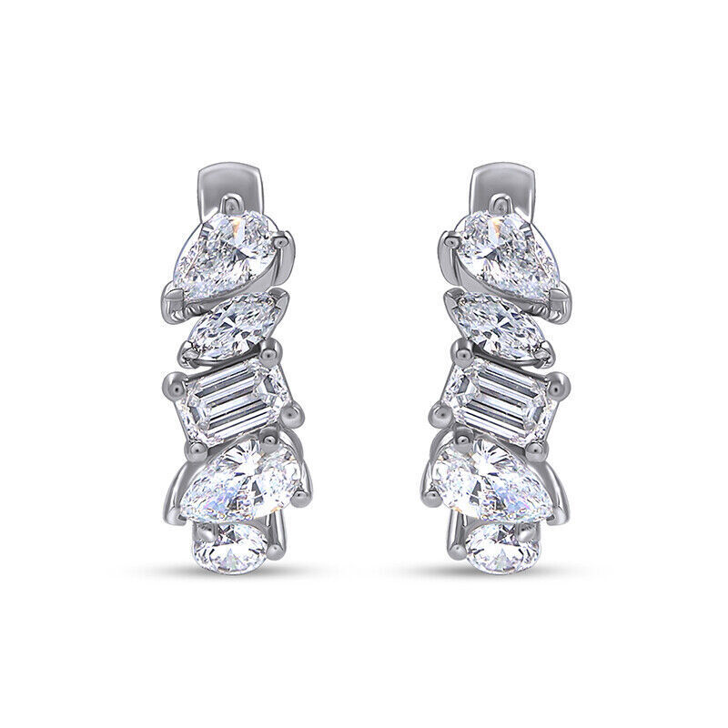 1Ct Multi-Shape Lab Moissanite Hoop Earrings in Sterling Silver-image
