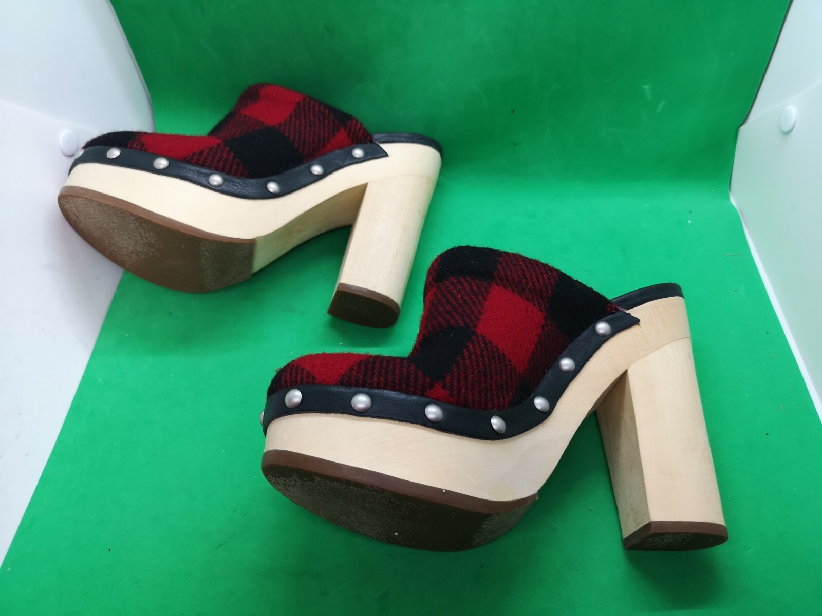 Woolrich Journalist Mule Clogs Size 6.5 Platform Heels Buffalo Plaid Wool  Shoes | eBay