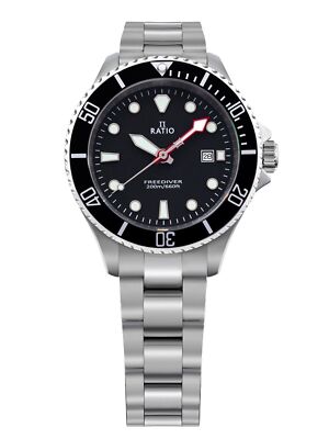 RATIO FreeDiver Stainless Steel Black Dial Automatic RTFL800 200M Ladies Watch
