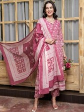 Women Ethnic Motifs Printed Pure Cotton Kurta with Trousers  Dupatta Set