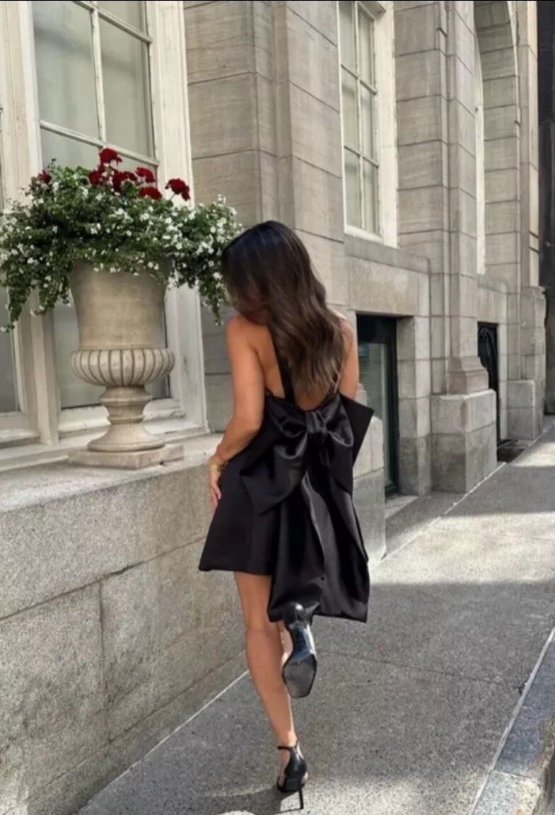 ZARA NWT WOMAN BOW TRIM VOLUMINOUS SATIN EFFECT MINI DRESS ZARA NWT WOMAN BOW TRIM VOLUMINOUS SATIN EFFECT MINI DRESS