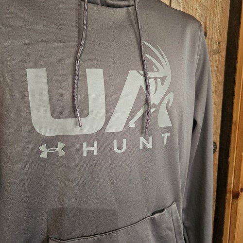 Under Armour Hunt Mens Medium Gray Hooded Sweatshirt EUC  - Picture 4 of 13