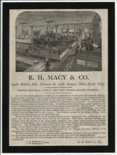 RARE! Laminated PRINT Original 1882 R. H. MACY & CO. Department Store PRINT AD