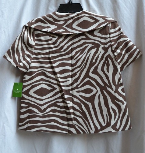 KATE SPADE NEW YORK NEW AUTH $499 Women Brown Beige Rose Zebra-Print Jacket Sz 0 - Bild 12 von 12