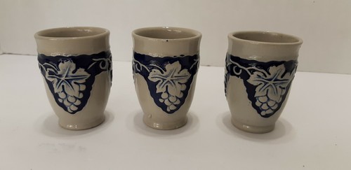 german wine grapes 3 cups beaker gray colbalt blue design bavaria vino - Picture 3 of 12