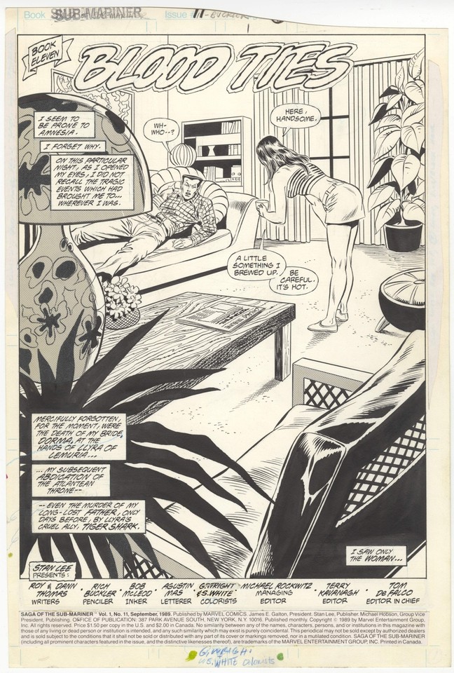 Saga of the Sub-Mariner #11 pg 1 Original Comic art SPLASH by Rich Buckler Comic Art