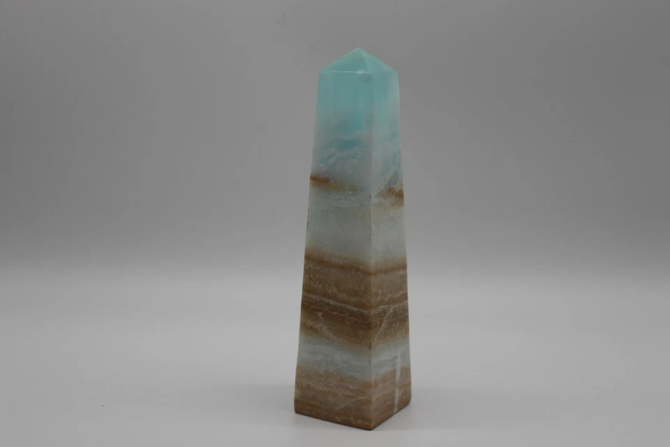 Calcit blau Caribbean Calcite Tower Oberlisk Pyramide Decor Heilstein Edelstein  - Bild 2 von 4