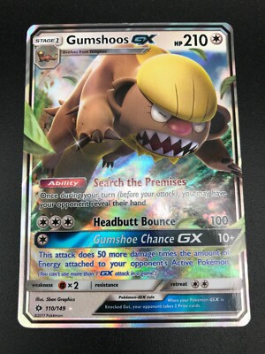 Gumshoos GX ULTRA RARE 110/149 Pokemon TCG Sun and Moon Base Set