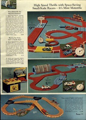 1969 PAPER AD COLOR Mini Motorific Race Set Midnight Special Tootsietoy Car