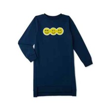 Wonder Nation Girls Long Sleeve Sweatshirt Dress-Navy-XL 14-16 -NWT