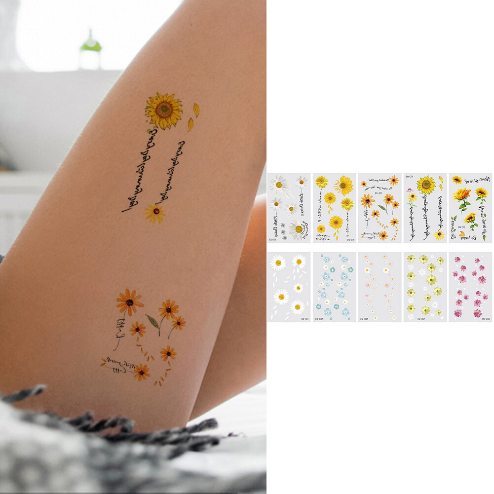 10pcs Body Tattoo Art Stickers Kit Flower Temporary Tattoos for Men
