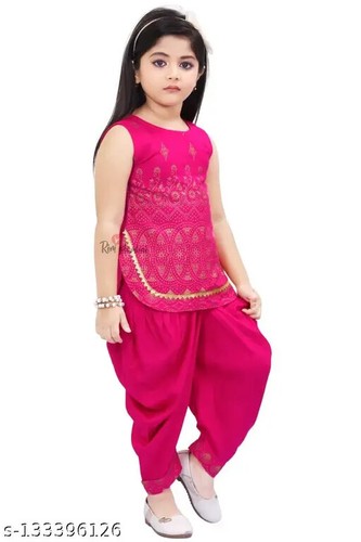 Indian Traditional Baby girl kids fashion frocks Kurti Pant set - Picture 6 of 6