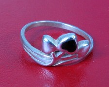 VINTAGE STERLING SILVER 925 DAINTY SWEETHEART LOVE HEART RING S 4.5 AWESOME  