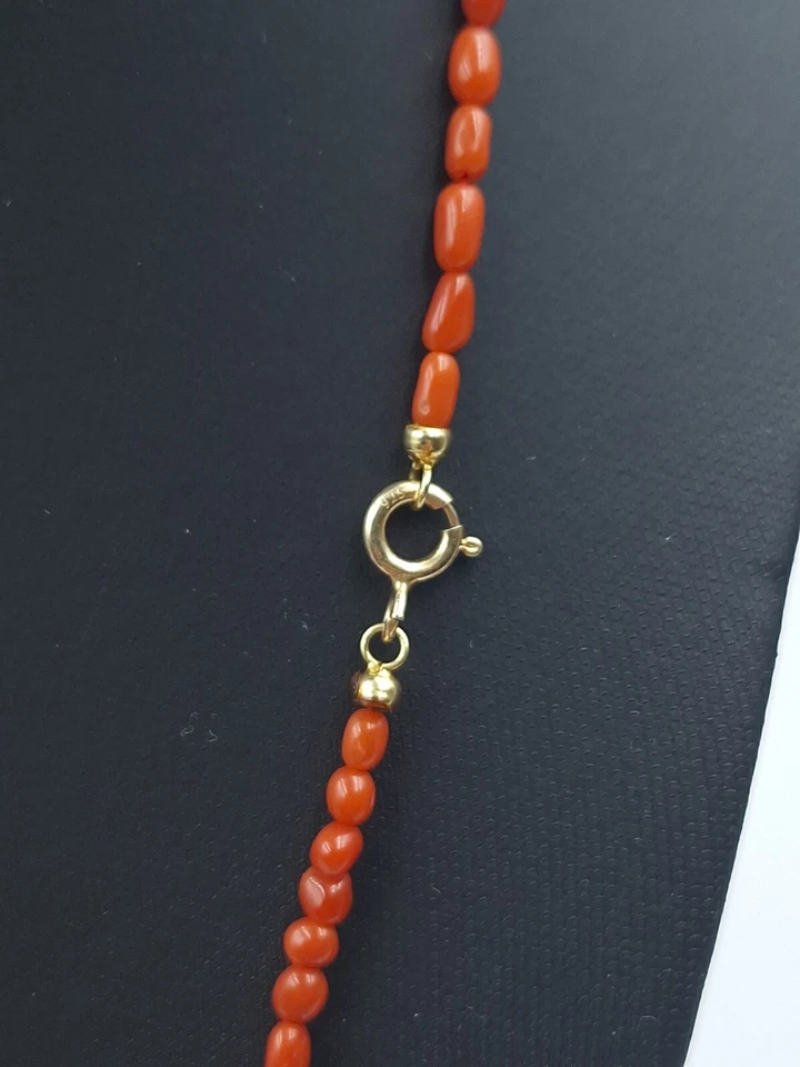 collana donna vero corallo rosso di Sardegna naturale e argento 925 Dorato  - Immagine 3 di 4