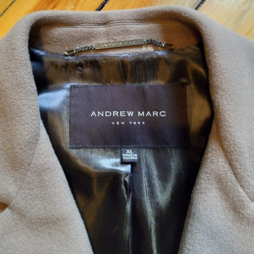 Andrew Marc XL luxury designer cashmere wool blend overcoat light brown cream - Picture 2 of 8