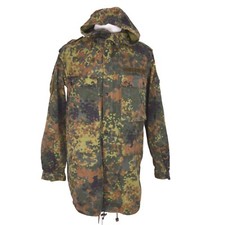 German Bundeswehr Flecktarn Camo Military Parka Jacket GR12 L Tall Hood Woodland