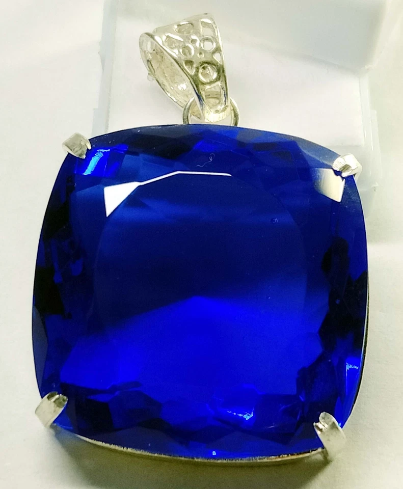 Colgante Topacio Azul Corte Cojín 128.15 Ct Certificado Piedras Preciosas Sueltas Naturales PD040 Foto 2 de 4