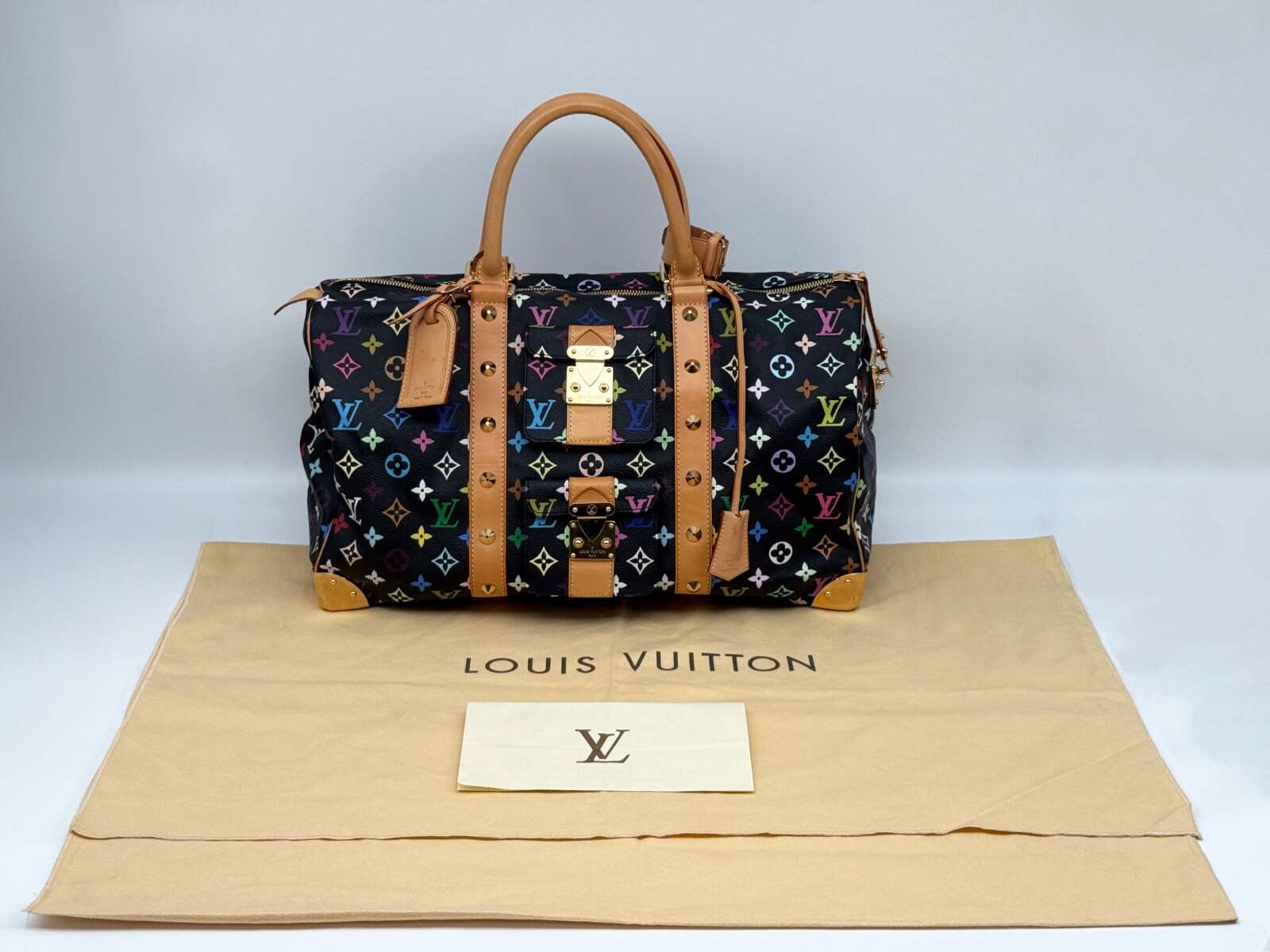 Louis Vuitton Keepall 45 Takashi Murakami Multicolour Black Monogram M92640 RARE