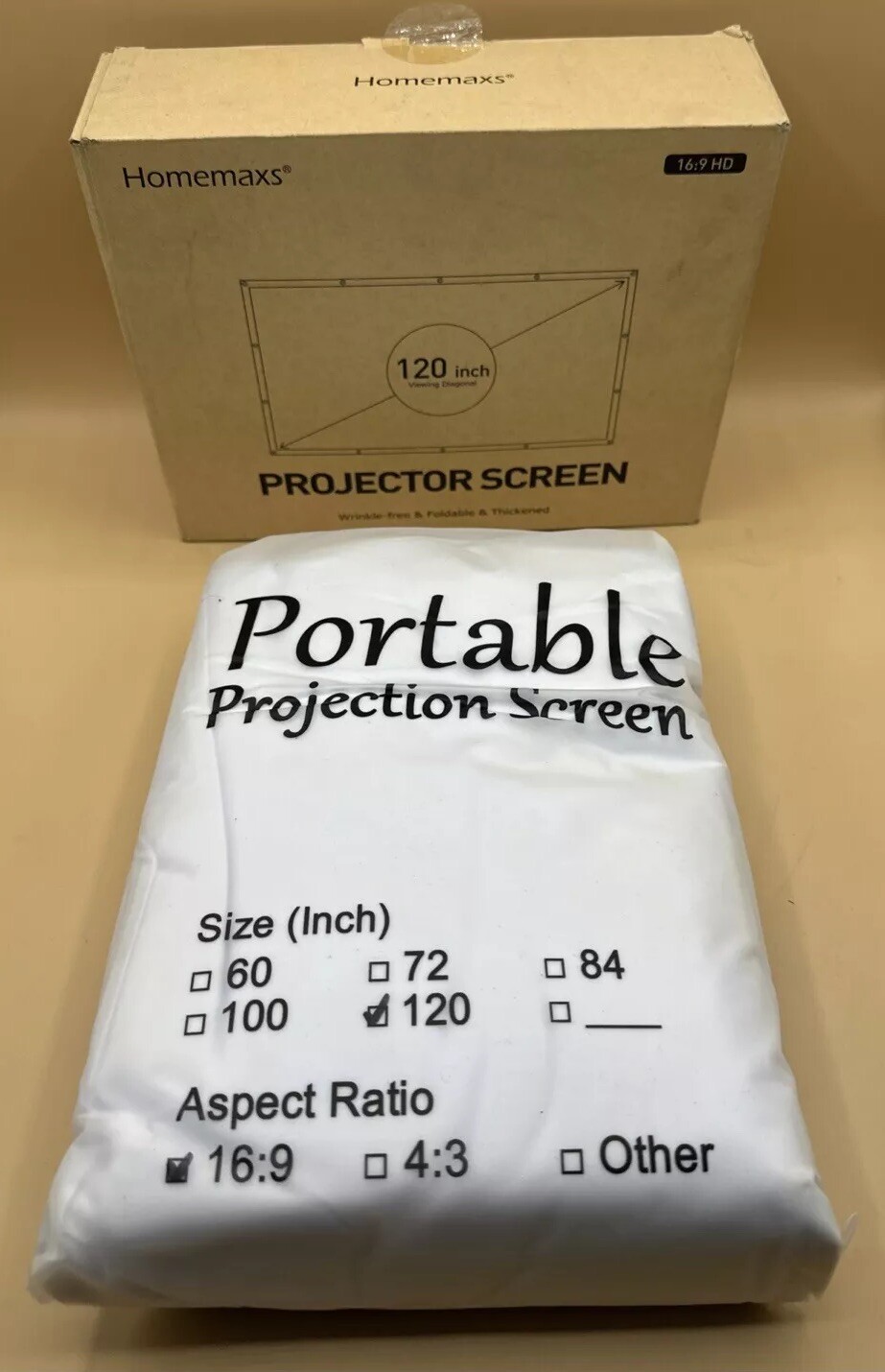 Homemaxs Projector Screen~ 120 Inch Viewing Diagonal~ 16:9 HD