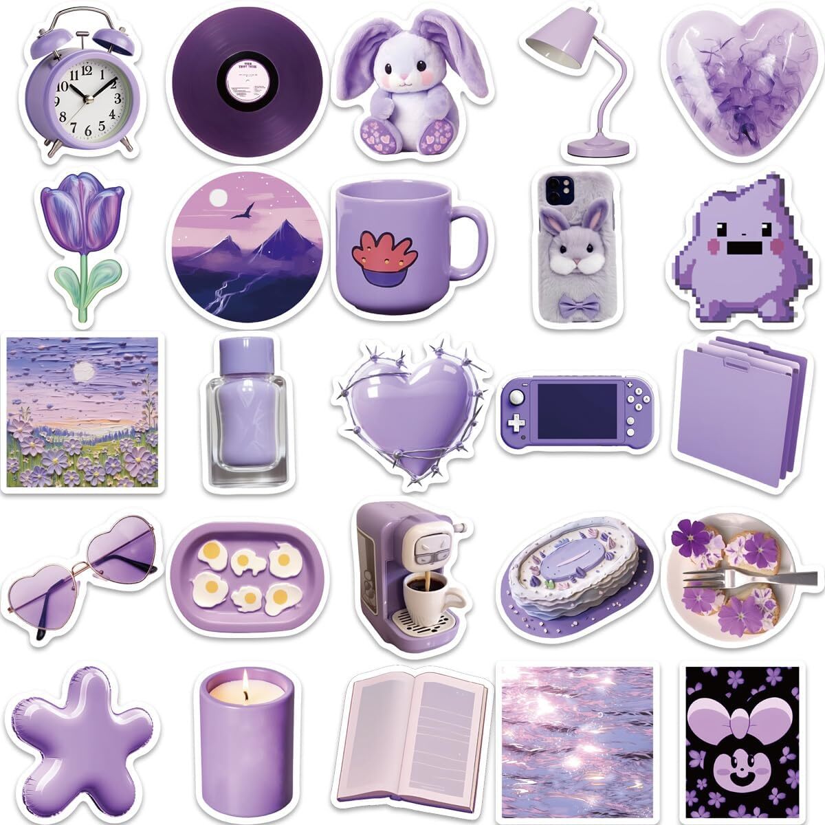Yoksas 56Pcs Kawaii Purple Stickers - Vinyl Waterproof | eBay