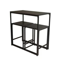 Simply Essential 3-Piece Pub Set With Backless Stools In Grey/Oak