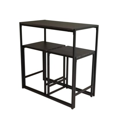 Simply Essential 3-Piece Pub Set With Backless Stools In Grey/Oak