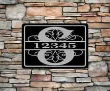 Personalized Monogram Home Address Sign Aluminum 12"x8" Custom House plaque Sign