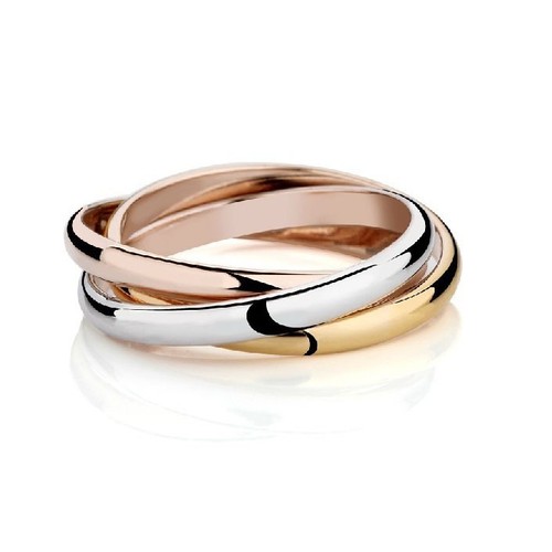 18k White Yellow Rose Tri-gold Plated Laides Mens Solid Fashion Wedding Ring - Picture 12 of 12