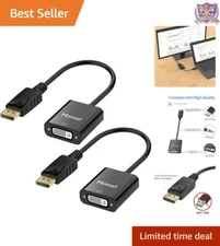 DisplayPort to DVI Adapter 2 Pack Male to Female Gold-Plated for Monitor Proj...