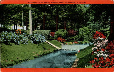 Henry Timrod Park Florence South Carolina waterfalls Pee Dee Postcard ...