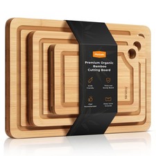 Bamboo Cutting Board for Kitchen, Knife-Friendly Wooden Cutting Boards Set 3-...