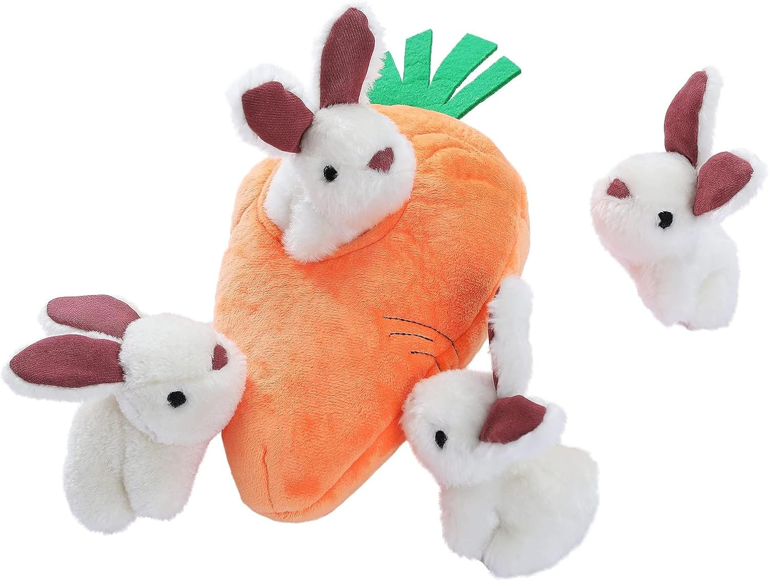 Interactive Hide and Seek Squeaky Dog Plush Toy, Rabbit and 