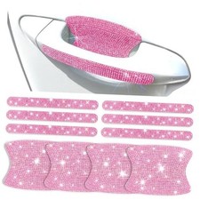 10 PCS Bling Car Door Handle Protector, Shiny Crystal Rhinestone Anti Pink