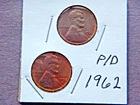 1962 (D/P) (2) Lincoln Pennies
