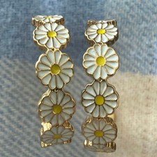 Daisy Enamel Gold-Tone Medium Hoop Earrings